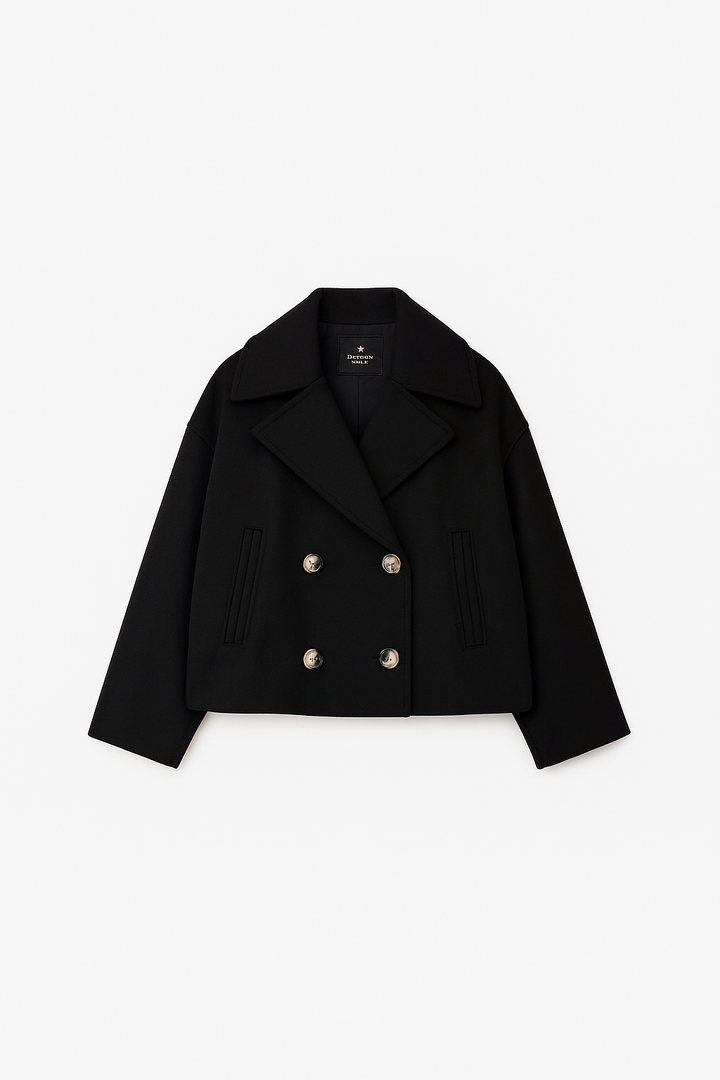 Damen Kurzmantel Elegant Doppelknopf Design