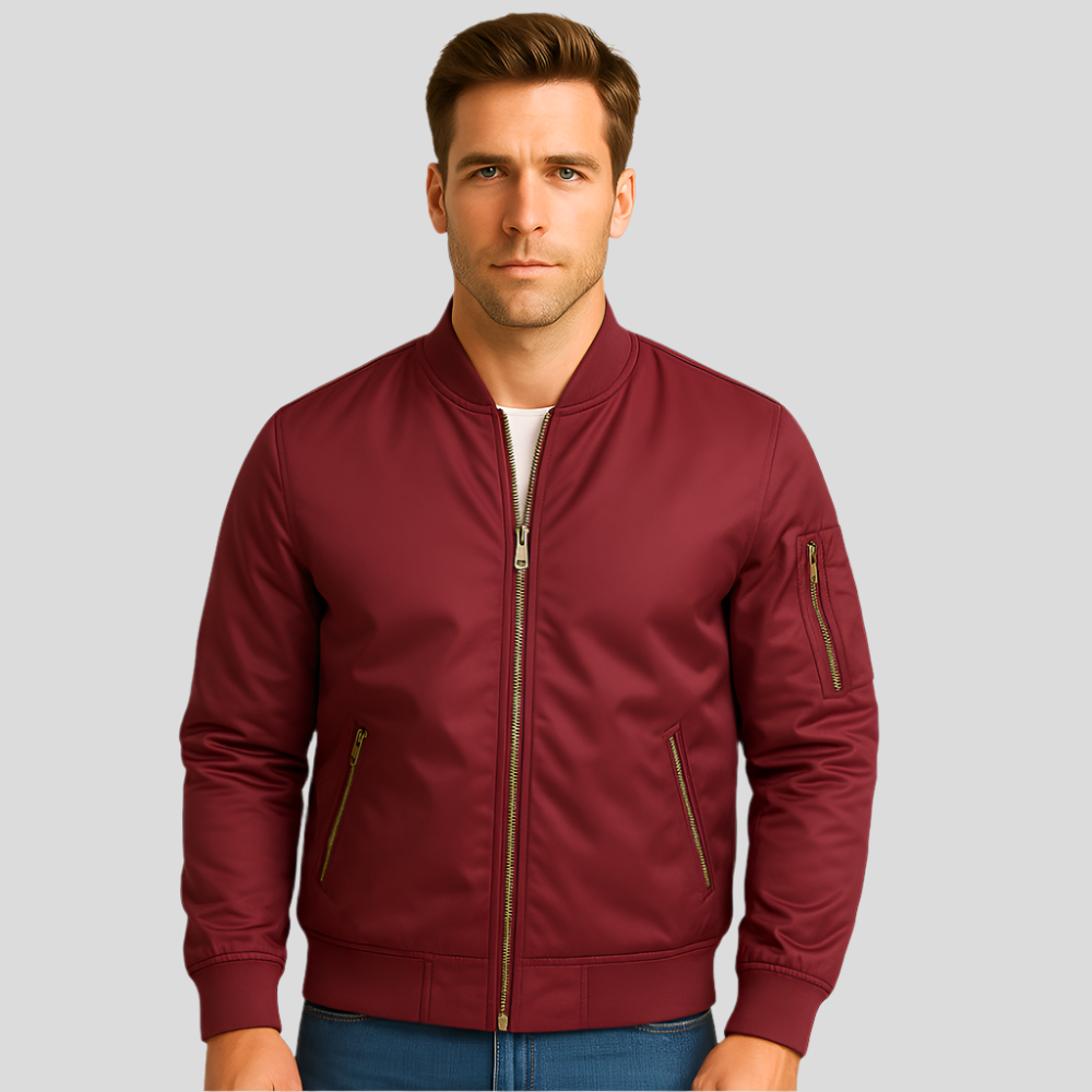 Männer Bomberjacke Metallverschluss Modern