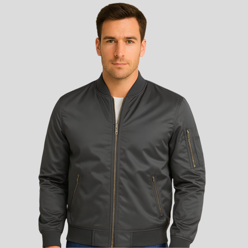 Männer Bomberjacke Metallverschluss Modern