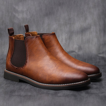 Leder Chelsea Stiefel Knöchelhoch Herren - IdealeKleiden