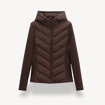 Damen Winterjacke Chevron Wattierte Kapuzenjacke