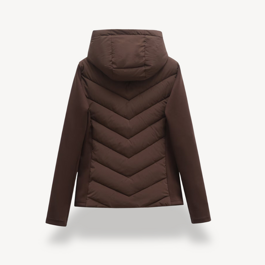 Damen Winterjacke Chevron Wattierte Kapuzenjacke - IdealeKleiden