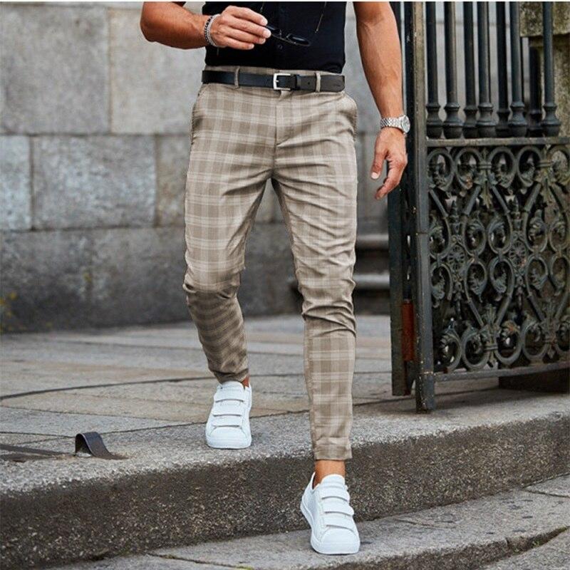 Herren Chino Hose Slim Fit Stretch kariert - IdealeKleiden