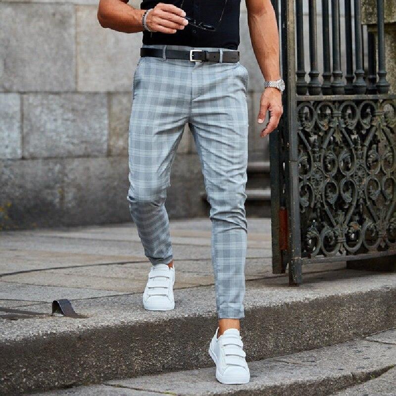 Herren Chino Hose Slim Fit Stretch kariert