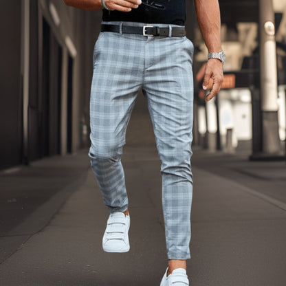 Elastische Herren Chino Hosen Kariert Stretch