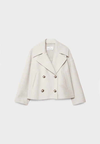 Damen Kurzmantel Elegant Doppelknopf Design - IdealeKleiden