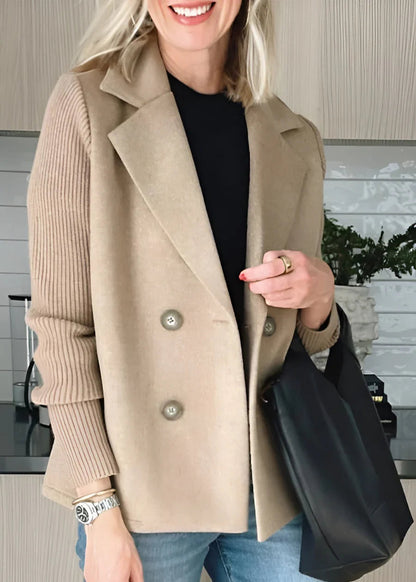 Damen Wintermantel Doppelreihen Elegant Warm
