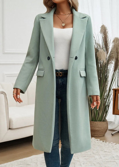 Damen Trenchcoat Elegant Lang Reverskragen