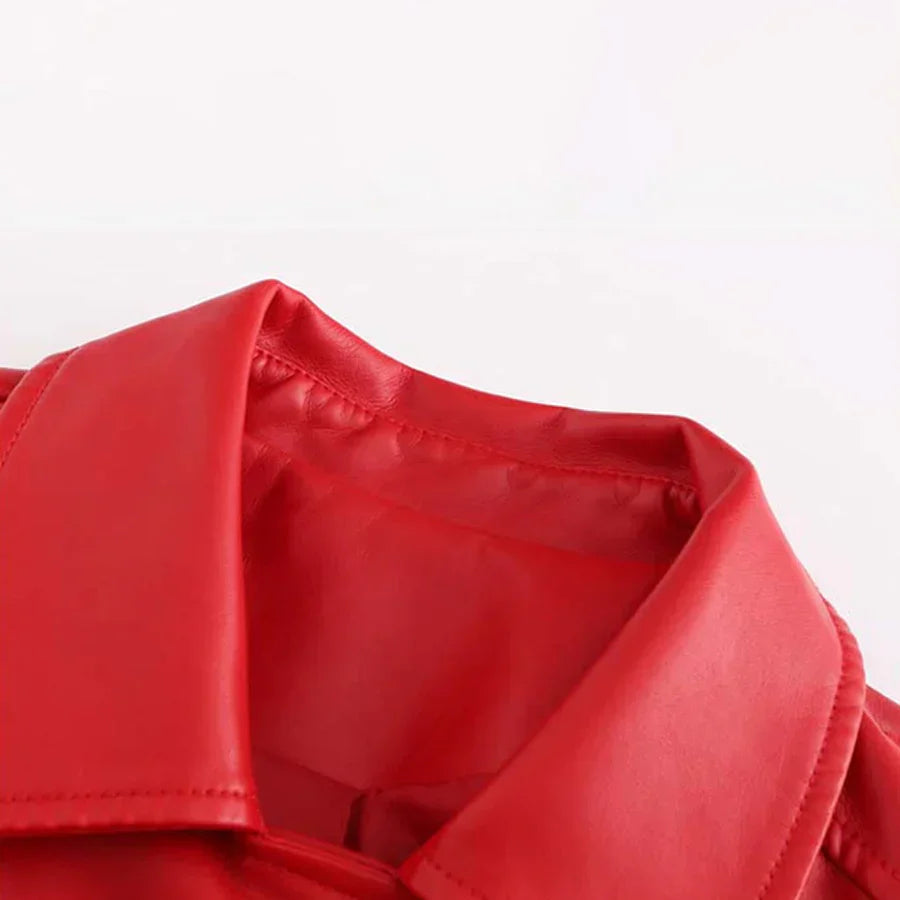 Elegante Lederjacke Frauen Slim Fit Design - IdealeKleiden