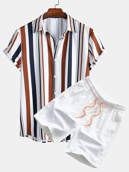 Sommer Set Herren: Gestreiftes Hemd und Shorts