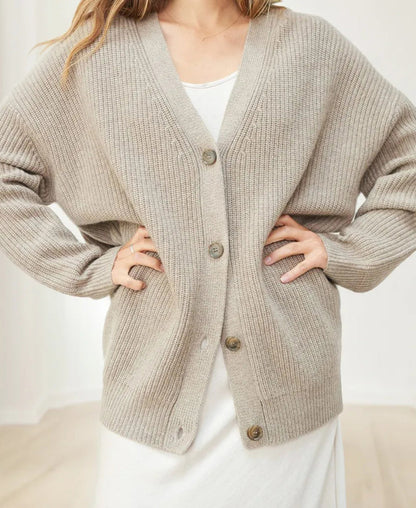 Damen Strickcardigan Elegant V-Ausschnitt Knöpfe