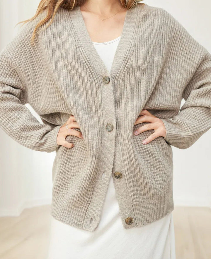 Damen Strickcardigan Elegant V-Ausschnitt Knöpfe