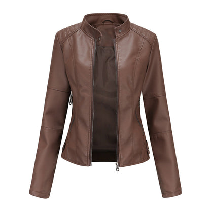 Stylische Lederjacke Frauen Biker Style