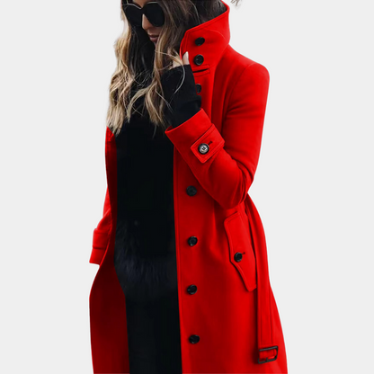 Eleganter Damen Trenchcoat Lang Wintermantel