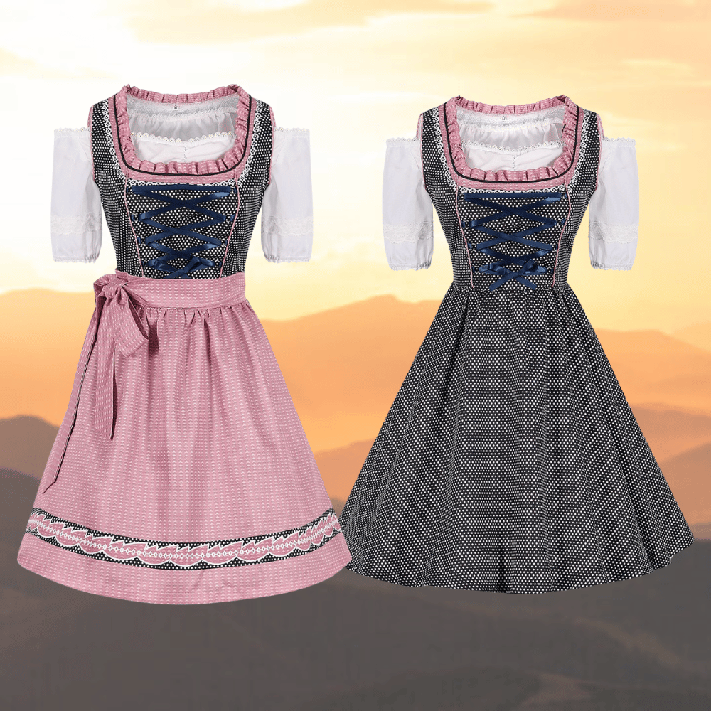 Traditionelles Dirndl Set Bluse Schürze - IdealeKleiden