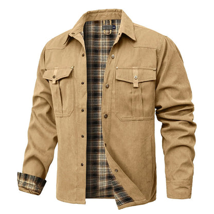 Herren Flanell Hemdjacke Warm Gefüttert