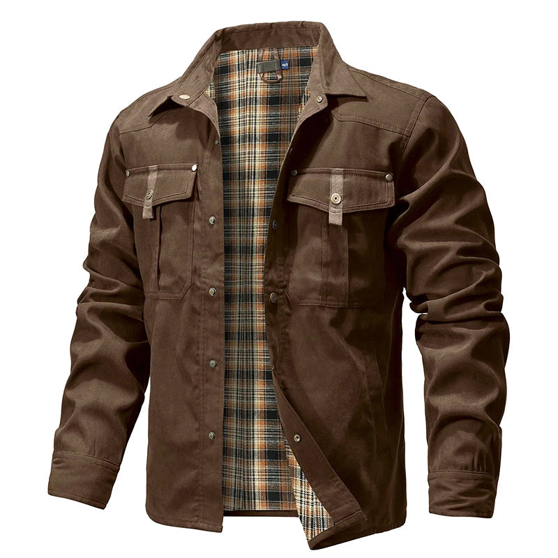 Herren Flanell Hemdjacke Warm Gefüttert