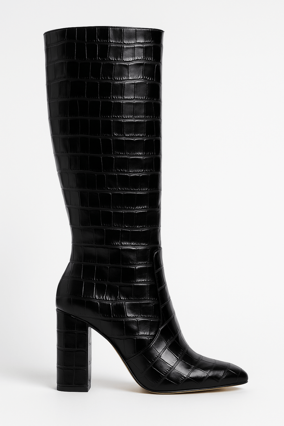 Damen Stiefel Kroko Optik Quadratischer Absatz - IdealeKleiden