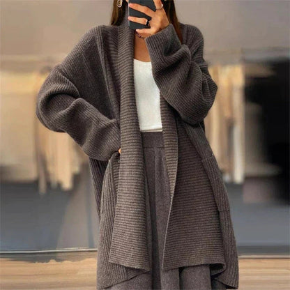 Übergrößte Strickjacke Offene Vorderseite