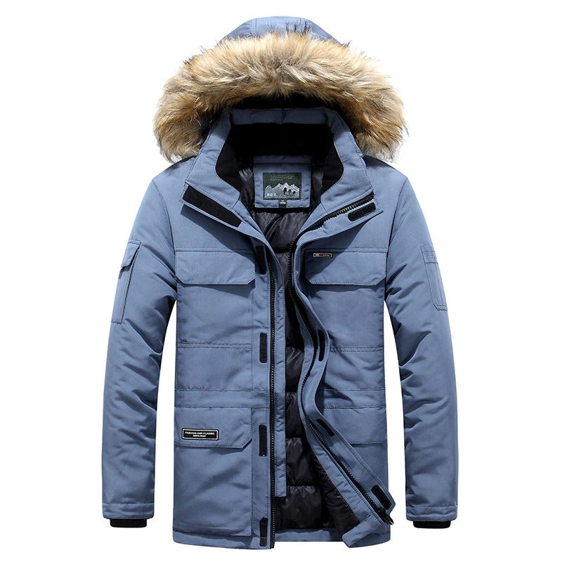 Herren Wintermantel Luxus Pelzdetails
