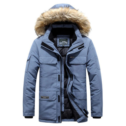 Herren Wintermantel Luxus Pelzdetails