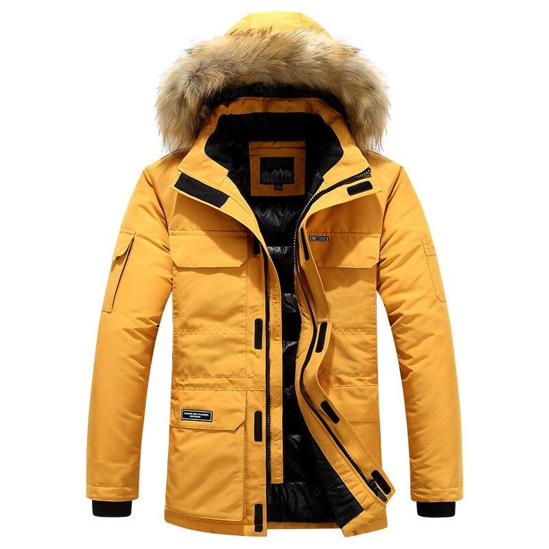 Herren Wintermantel Luxus Pelzdetails