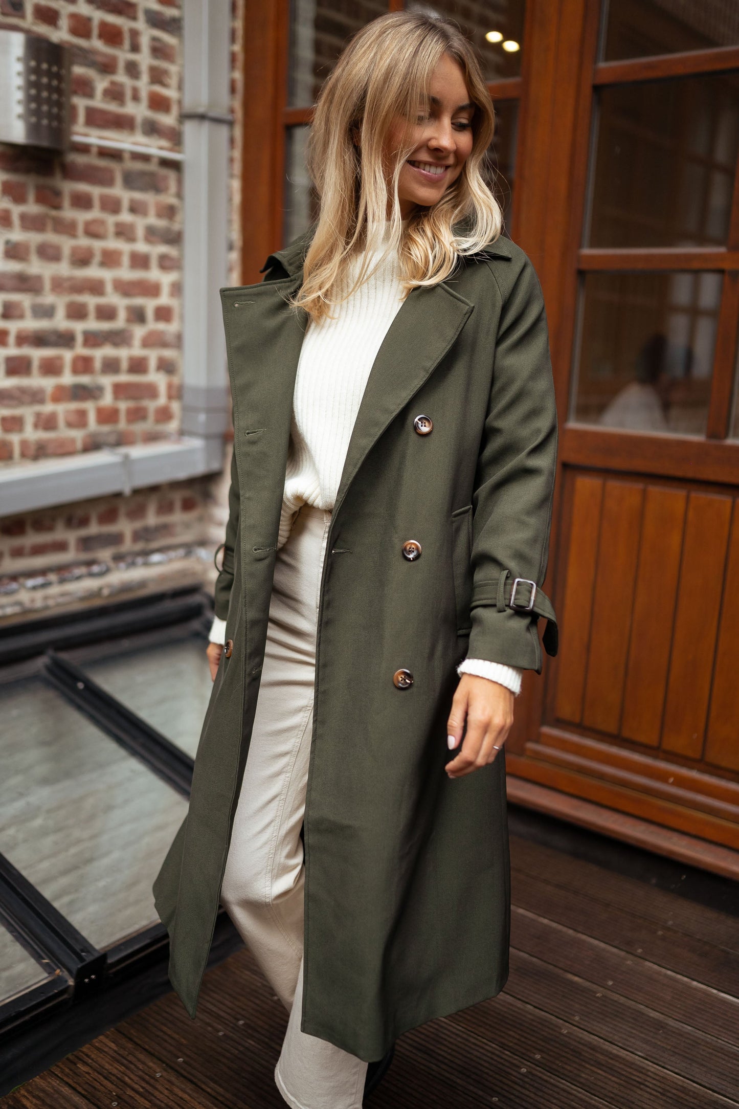 Damen Langmantel Doppelreiher Eleganz