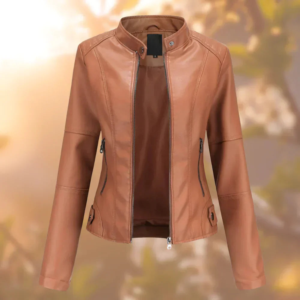 Herbstjacke Damen Kurz Reißverschluss Stehkragen