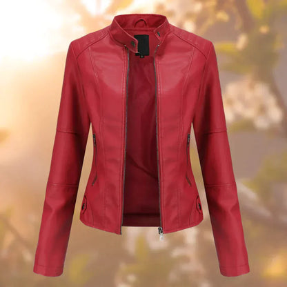 Herbstjacke Damen Kurz Reißverschluss Stehkragen