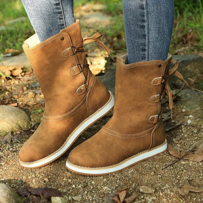 Stylische Stiefel Damen Knöchellang Wildleder - IdealeKleiden