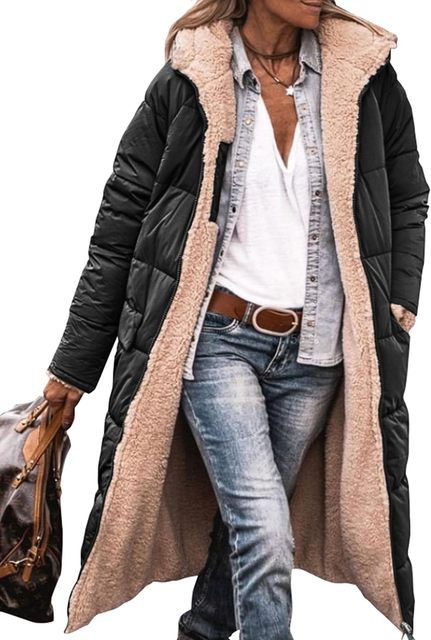 Damen Mantel Lammfellfell Frauen Wintermantel