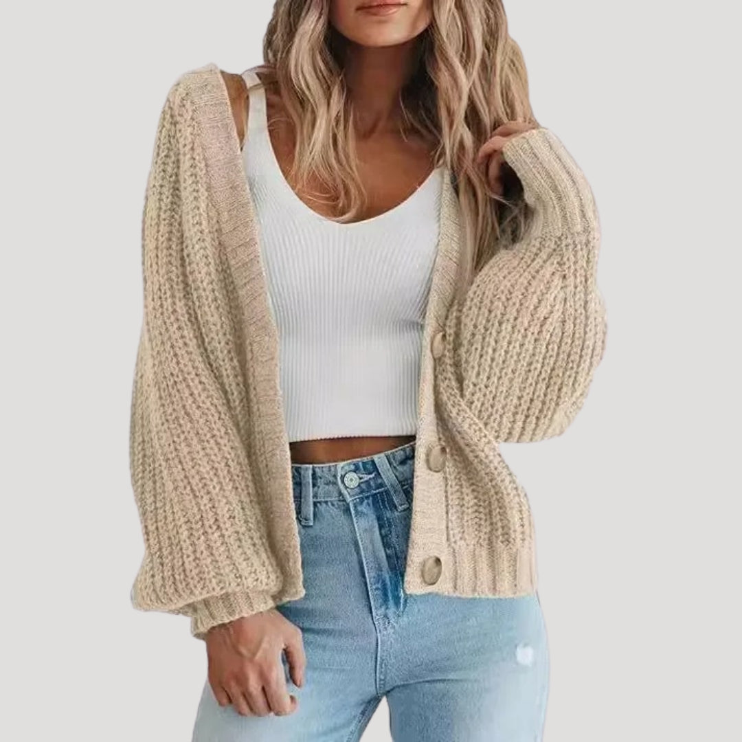 Damen Strickjacke Oversized Ärmel Modern - IdealeKleiden