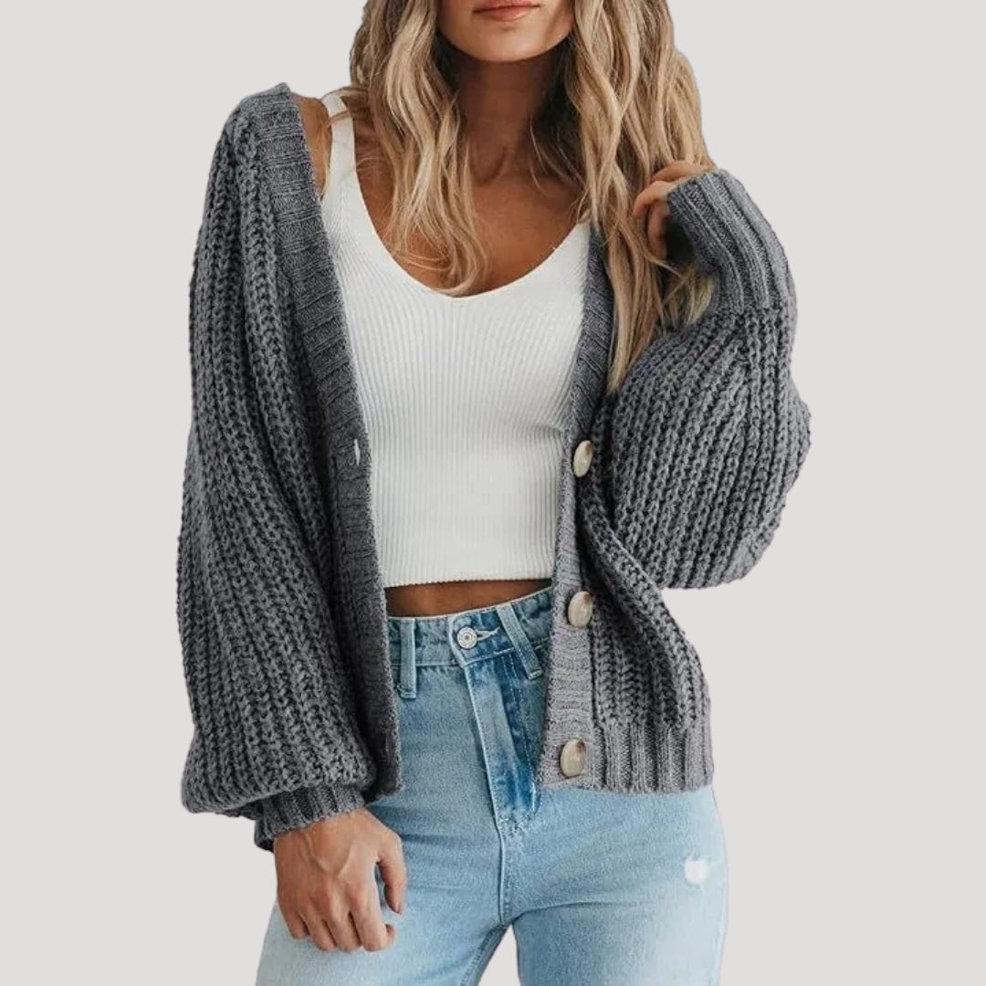 Damen Strickjacke Oversized Ärmel Modern