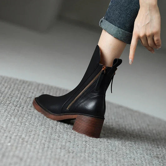 Modische Stiefeletten DamenSchuhe Blockabsatz - IdealeKleiden