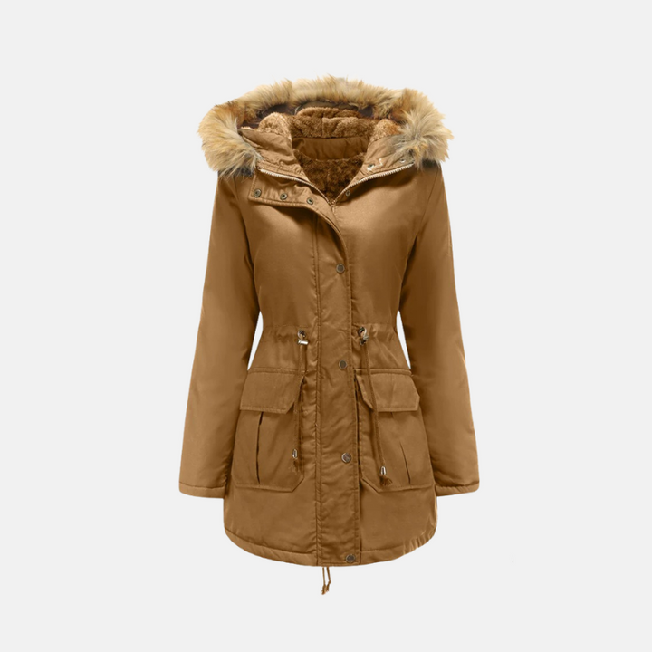 Damen Winterparka Warm Fleece Kunstfell Kapuze