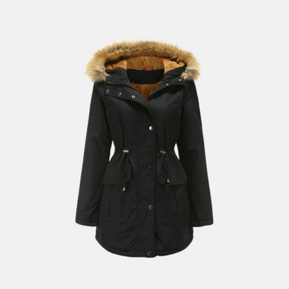 Damen Winterparka Warm Fleece Kunstfell Kapuze