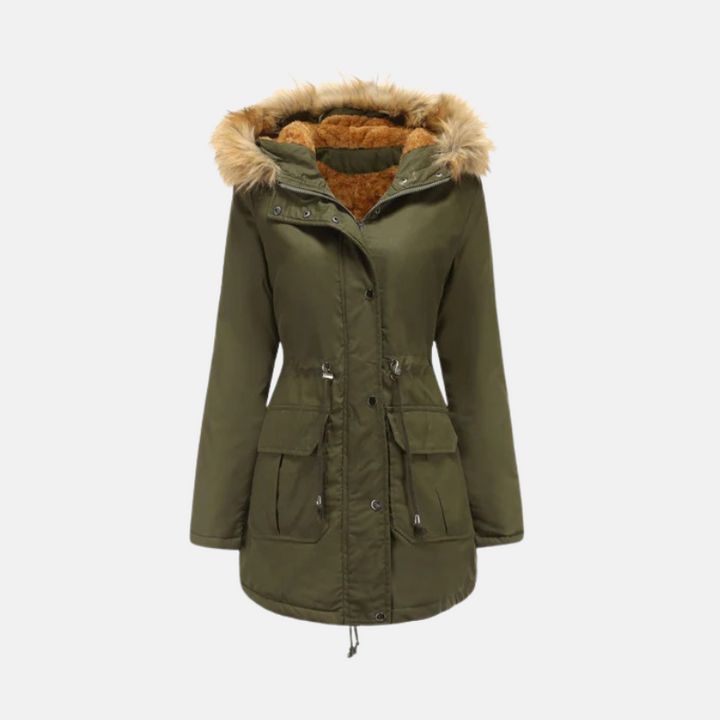 Damen Winterparka Warm Fleece Kunstfell Kapuze