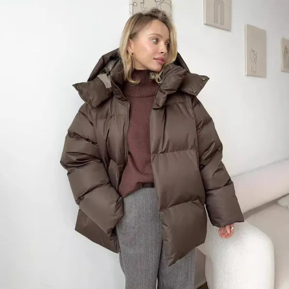 Damen Winterjacke Warm mit Kapuze und Reißverschluss