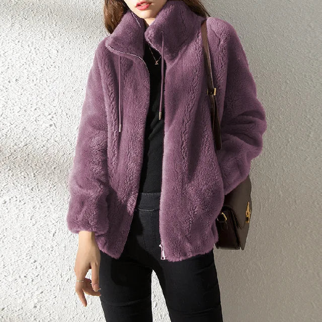 Damen Fleecejacke Warm Kragen Modern