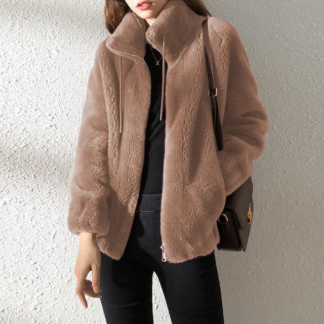 Damen Fleecejacke Warm Kragen Modern