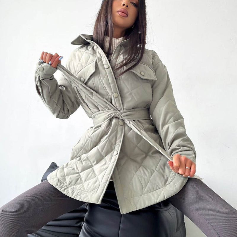 Damen Winterjacke Wattierte Isolierung Langärmlig Schnellverschluss