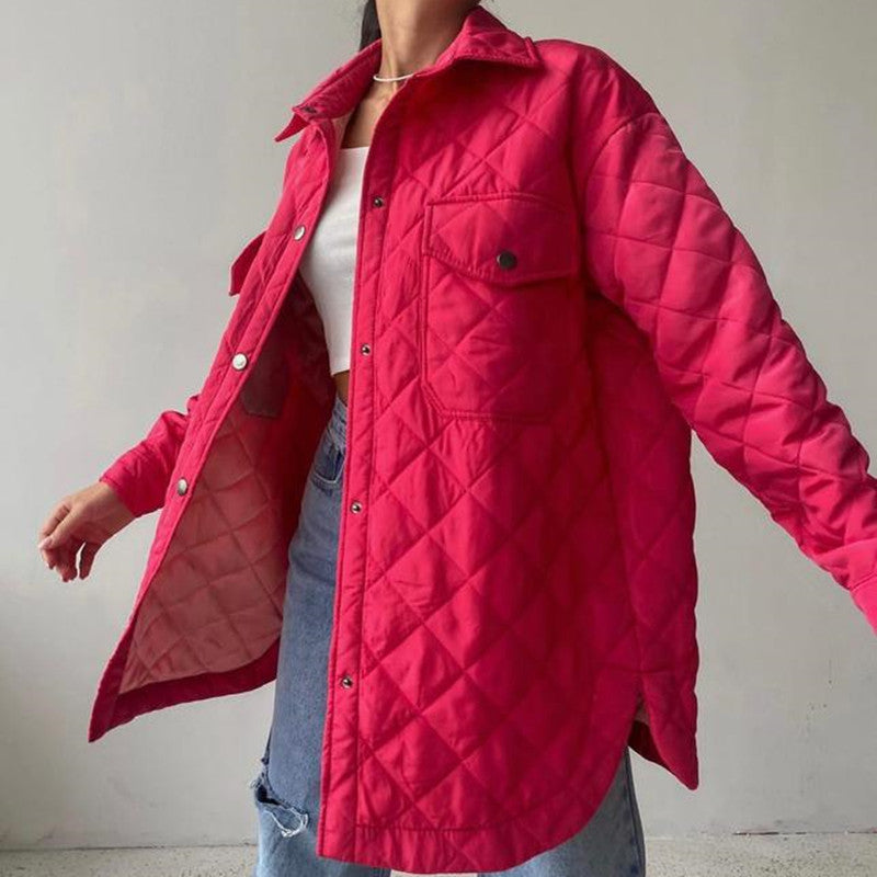 Damen Winterjacke Wattierte Isolierung Langärmlig Schnellverschluss