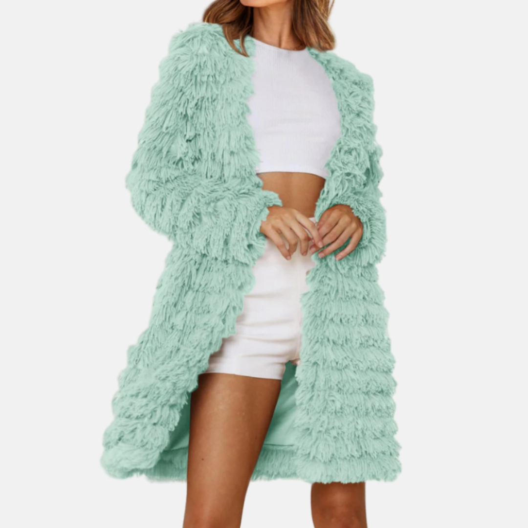 Damen Cardigan Lang Elegant Offen