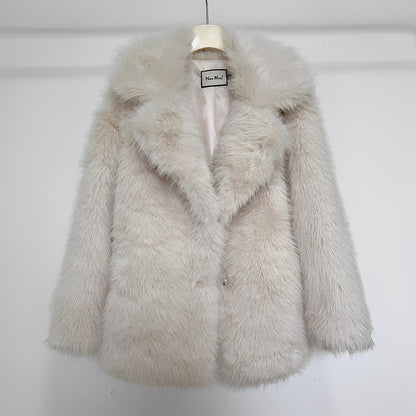 Damen Kurzjacke Weiches Kunstfell Locker Fit