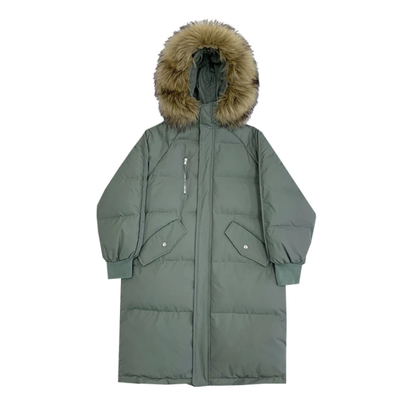 Damen Winterjacke Lang Wattierte Pufferjacke mit Kapuze - IdealeKleiden