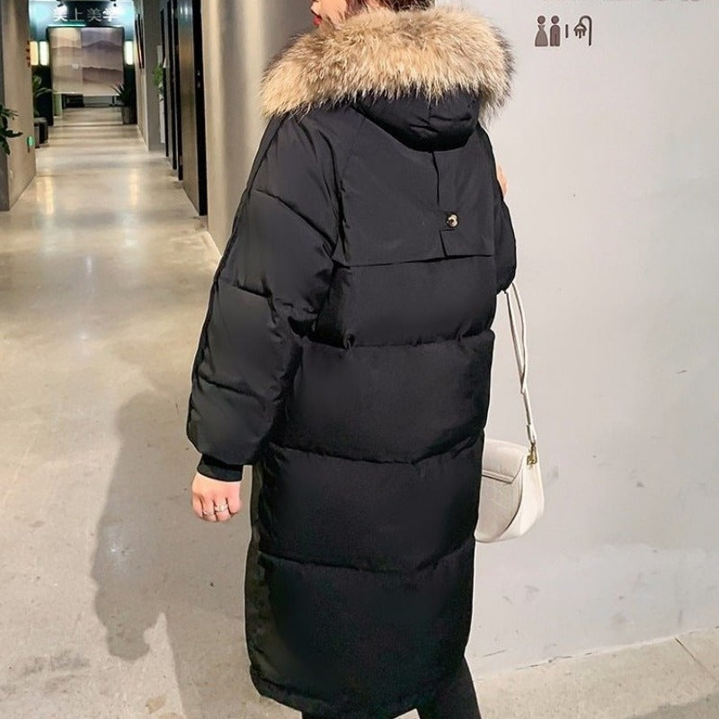 Damen Winterjacke Lang Wattierte Pufferjacke mit Kapuze