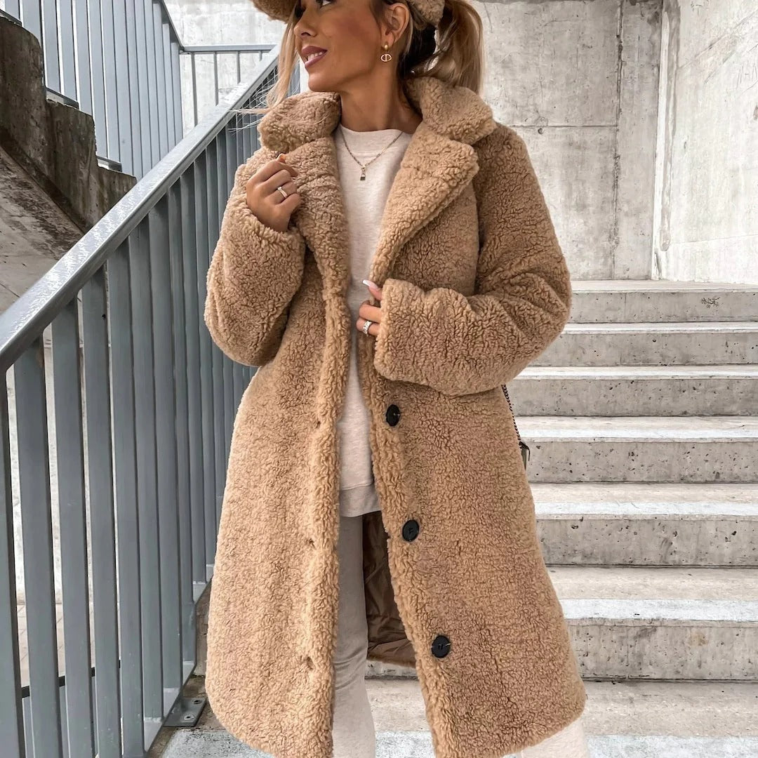 Damen Teddyjacke Oversized Warm & Bequem - IdealeKleiden