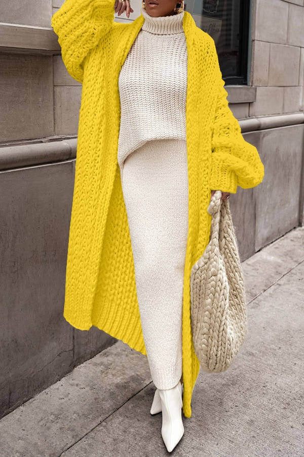 Damen Cardigan Oversized Weich Wolle Lang
