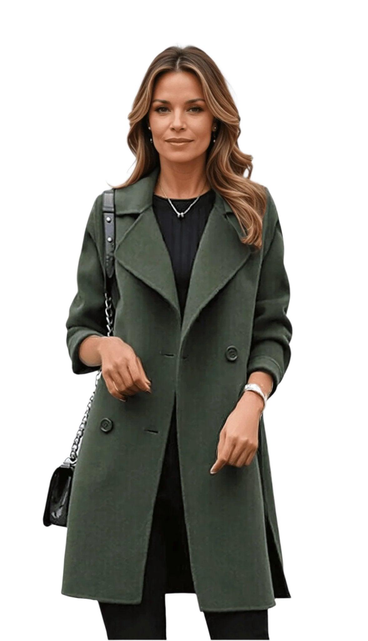 Eleganter Schwarzer Trenchcoat Damen Wintermode - IdealeKleiden