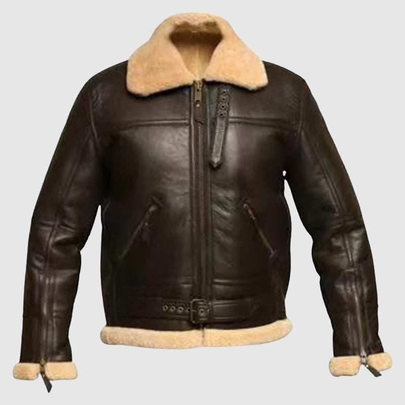 Herren Lederjacke Braun Ledermantel Elegant - IdealeKleiden